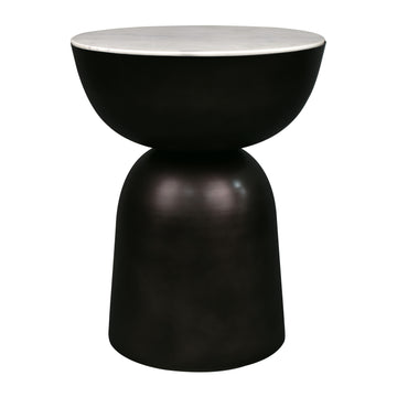 Atarah 16" Contemporary Natural Marble/Metal Handmade Hourglass End Table - JONATHAN Y